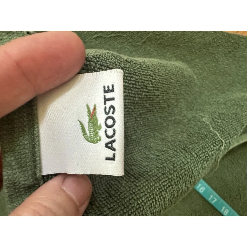 VTG Lacoste Parfums Bath Towel 25x48 Green Cotton